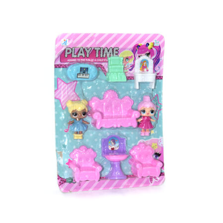 JUEGO DE CASA CON 2 
MUÑECAS Y LAVA MANOS