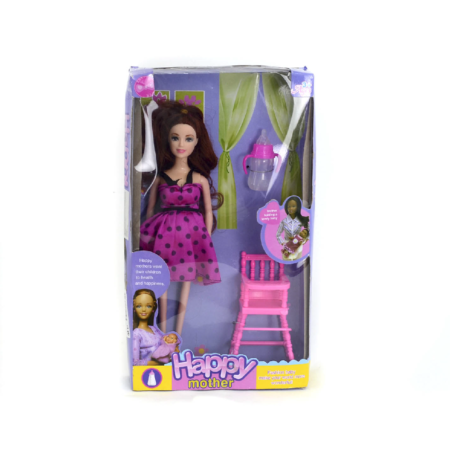 MUÑECA CON SILLA COMEDOR BEBE 
Y TETERO GRANDE DE 11.5 PULGADAS