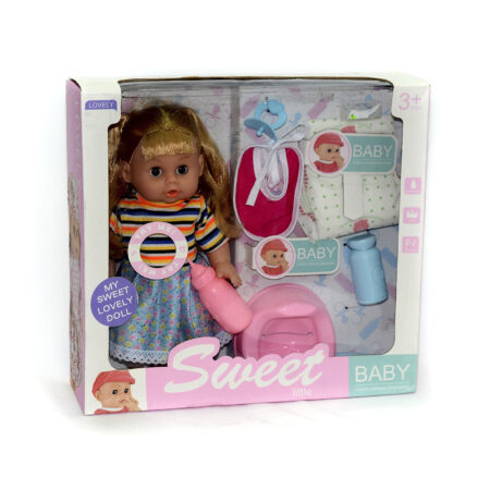 MUÑECA CON VASENILLA CON 7 ACCESORIOS CAJA X24