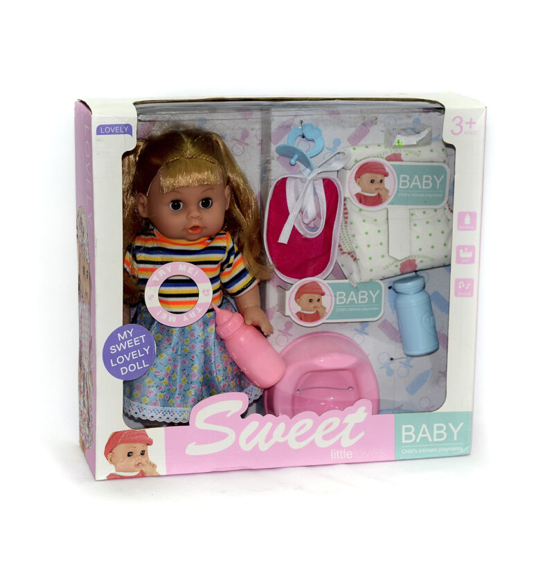 MUÑECA CON VASENILLA CON 7 ACCESORIOS CAJA X24